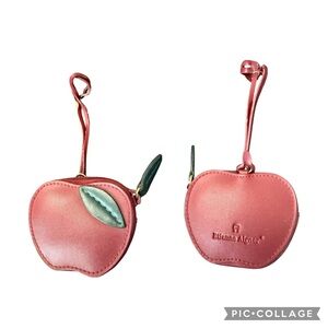 Etienne Aigner vintage hanging Red Apple Coin Purse bag FOB